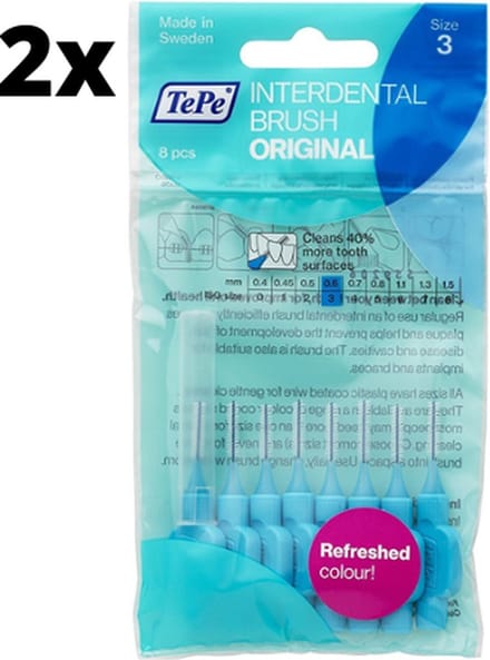TePe Ragers Blauw 0,6mm - 2 x 8 stuks - Voordeelverpakking
