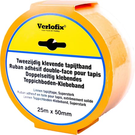 Verlofix Tapijttape Dubbelzijdig 50 Mm X 25 M Linnen Geel