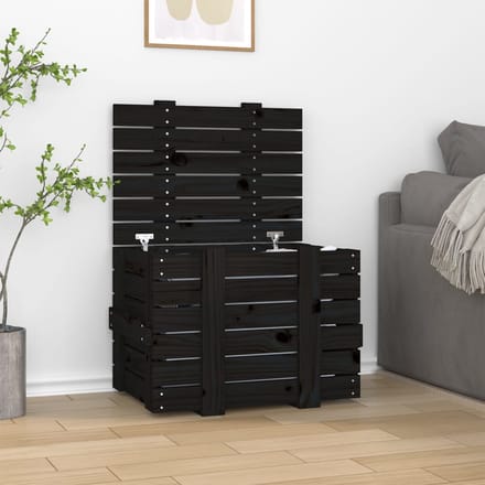 vidaXL - Opbergbox - 58x40,5x42 - cm - massief - grenenhout - zwart