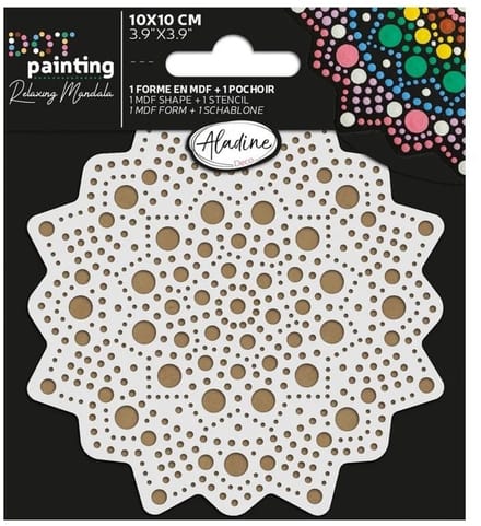 Aladine creatieve dot painting set mandala 10 cm MDF duurzaam.