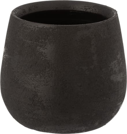 J-Line bloempot Oneffen Ruw - keramiek - zwart - small - Ø 16.50 cm