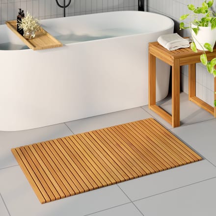 vidaXL - Badmat - Naturel - 100 - x - 60 - cm - Massief - Acacia - Hout