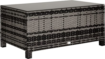 Outsunny Rattan Salontafel - Metaal - 85x50x39cm - Grijs