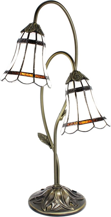 Lumilamp Tiffany Tafellamp 61 cm Bruin Wit Polyresin