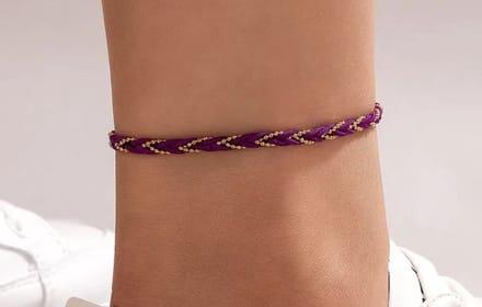 Enkelbandje / armbandje | touwtje | paars goud