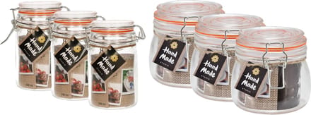 Weckpotten/inmaakpotten - set 6x - 250/500 ml - glas - met beugelsluiting - 2 formaten