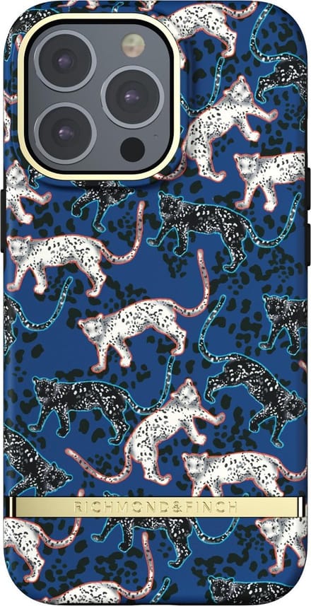 Richmond & Finch - Trendy iPhone 13 Pro Hoesje | blue leopard