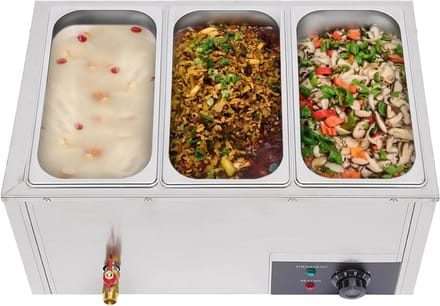 Elektrische Buffetwarmer RVS - 3x 7L Chafing Dish met Deksel voor Catering en Buffet