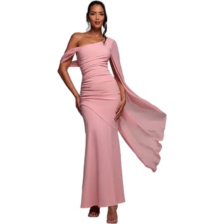 Asymmetrische Chiffon en Scuba Jurk Dames Goddiva Maxi