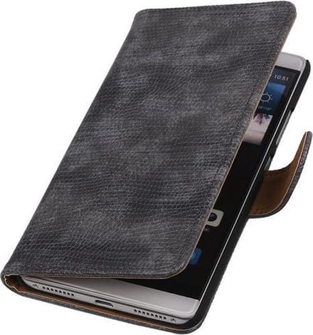Grijs Mini Slang Booktype Huawei Mate S Wallet Cover Hoesje