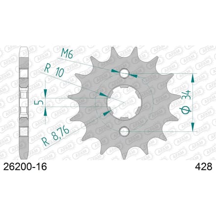 Stalen motortandwiel voor Afam 428 16 dents
