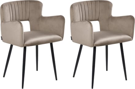 SANILAC - Eetkamerstoel set van 2 - Taupe - Fluweel