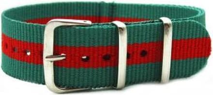 Premium Green Red - Nato strap 20mm - Stripe - Horlogeband Groen Rood