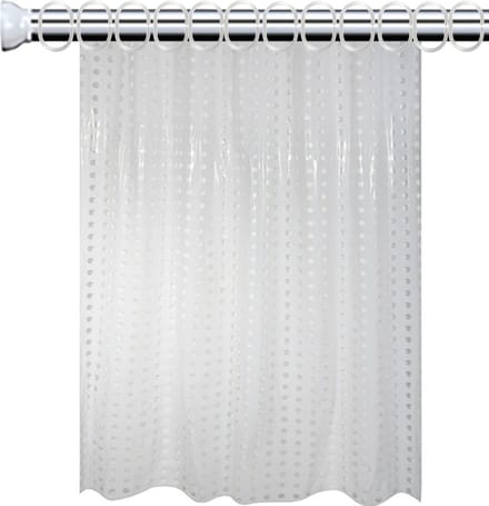 MSV Douchegordijn met ophangstang - uitschuifbaar 75-125 cm - wit - L180 x H200 cm - pvc