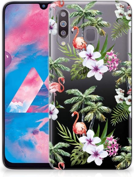 Samsung Galaxy M30 TPU Hoesje Flamingo Palms