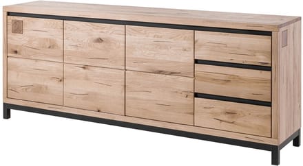 MASSIVMOEBEL24.DE wilde eik dressoir beige massief hout 210x45x85 cm (BxTxH) geolied gemonteerd VILLANDERS volledig massief #252
