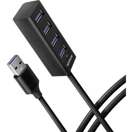AXAGON SuperSpeed USB-A mini-hub met 1.2 m kabel USB hub - 4 - USB 3.2 - Zwart