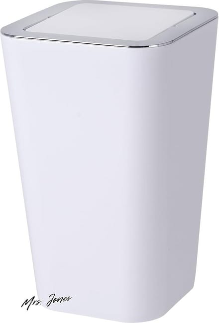 Mrs. Jones Schwingdeckeleimer Candy White - Afvalbak met deksel voor de badkamer .