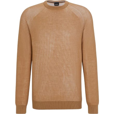 Boss Fijn gebreide raglantrui voor heren (Medium Beige)