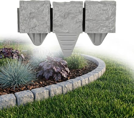 Gazonrand Steenlook - Bloembed afscheiding - Tuin decoreren - Lichtgewicht alternatief - 1.8 meter - Grijs