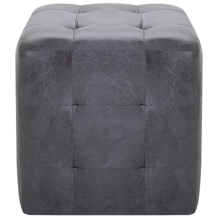vidaXL - Poef - 2 - st - 30x30x30 - cm - kunstsuède - grijs