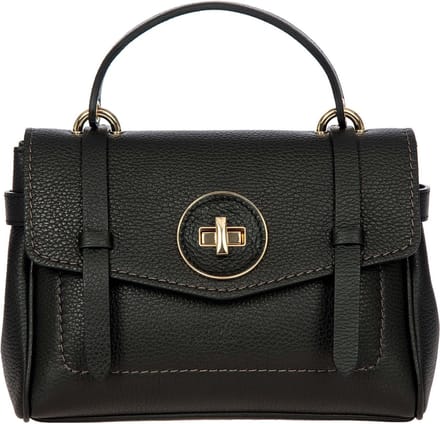 BRIC'S Leren Schoudertas Handtas Gondola Ninfea Bag Black Zwart