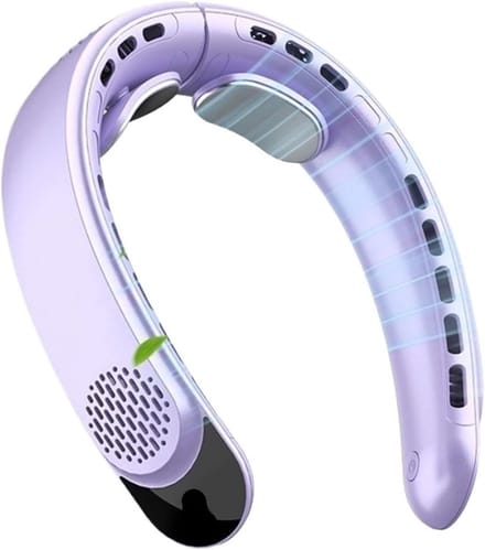 Nekventilator – Draagbare mini-koelventilator met 3 instelbare snelheden en digitaal display (Paars)