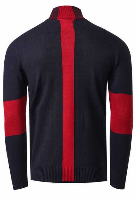 Fijn gebreide trui in colorblock-stijl met opstaande kraag