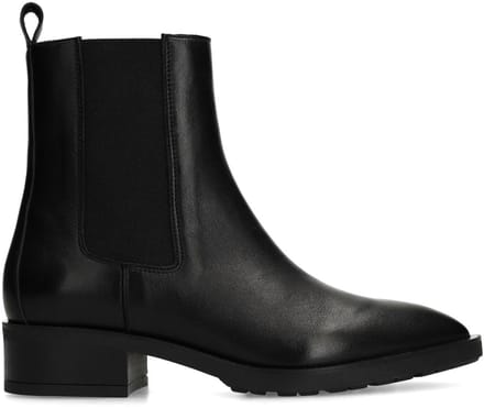Manfield - Dames - Zwarte leren chelsea boots - Maat 39