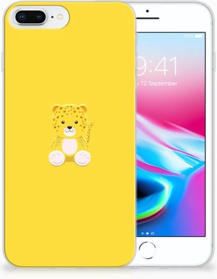 TPU Hoesje voor Apple iPhone 7 Plus | 8 Plus Telefoonhoesje met Naam Baby Leopard