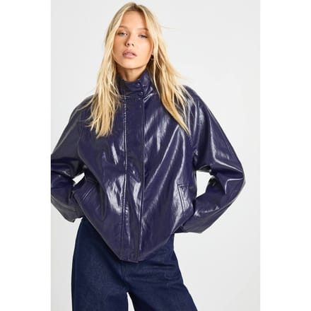 boohoo Dames Nepleer Bomberjack | Navy | Maat: 8