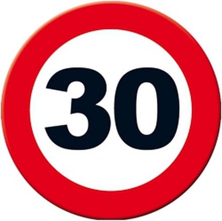 30 jaar Leeftijd feestartikelen - Decoratie wand/muur stopbord - verjaardag - Dia 49 cm