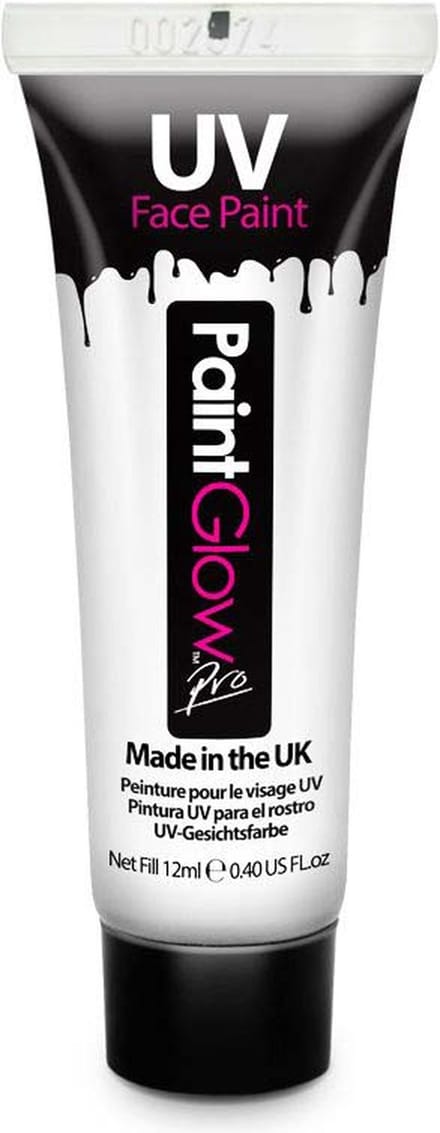PaintGlow - UV Face & Body paint - Blacklight verf - Festival make up - 12 ml - wit