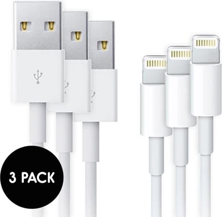 3 stuks iPhone kabel USB Lightning - geschikt voor iPhone 6, 7 - oplader - oplaadkabel