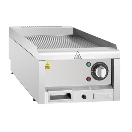 Buffalo 600 Serie Geribbeld Elektrische Bakplaat 400 Mm - CU474 - Horeca & Professioneel