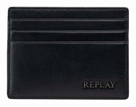 REPLAY Leren Kaarthouder Credit Card Holder Black Zwart