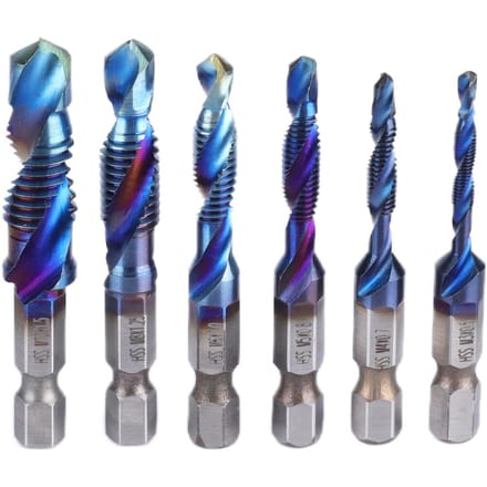 6 stuks Spiraalboor Set Blauw Gecoat Zeskant Schacht Boor- en Tapset voor Boren Snijden