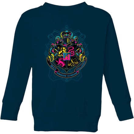 Harry Potter Hogwarts Neon Crest Kids' Sweatshirt - Navy - 98/104 (3-4 jaar)