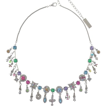 Behave – Bedelketting – Zilverkleur – Multicolor kristallen – bohemian