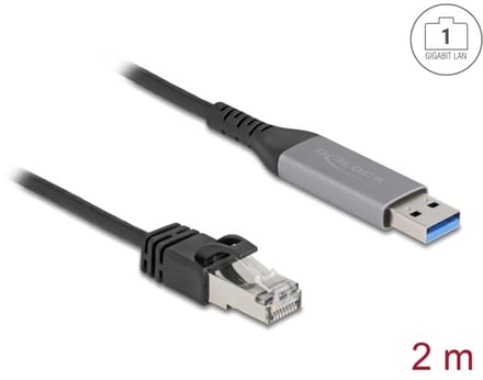 Delock USB LAN Cable USB Type-A to RJ45 Gigabit Ethernet 2 m