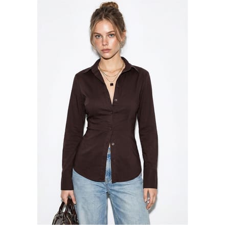 Getailleerde Katoenen Shirt met Stropdas Detail