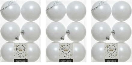 Decoris Kerstballen - 18x st - wit - D8 cm - kunststof - mat/glans - kerstversiering
