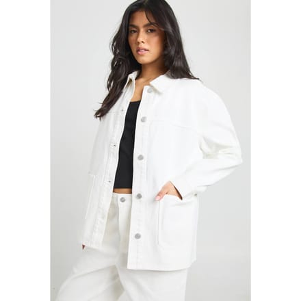 boohoo Dames Denim Shacket | Ecru | Maat: 38