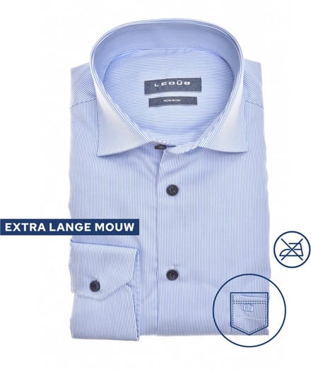 Ledûb modern fit streep blauw ML7