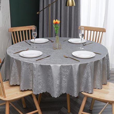 Nappe ronde en PVC imperméable et antisalissure pour table à manger d'extérieur 140cm