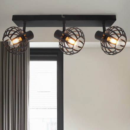 Olucia - LIEVE - Plafondlamp - Zwart - 3L - Vorm: Rechthoek