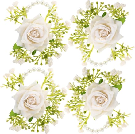 Polsbandjes Bruid - Pols Corsage - Bruiloft Accessoires - Verstelbaar Lint - 10 x 9 x 9 cm