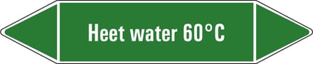 Heet water 60°C leidingmarkering op vel 126 x 26 mm - 5 per vel
