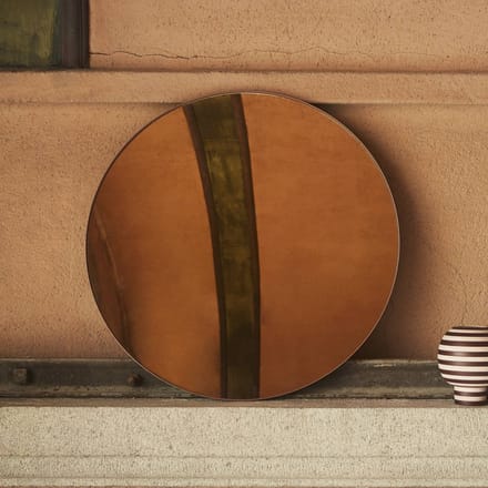 AYTM Spiegel Circum, barnsteen, Ø 70 cm, glas, MDF-hout