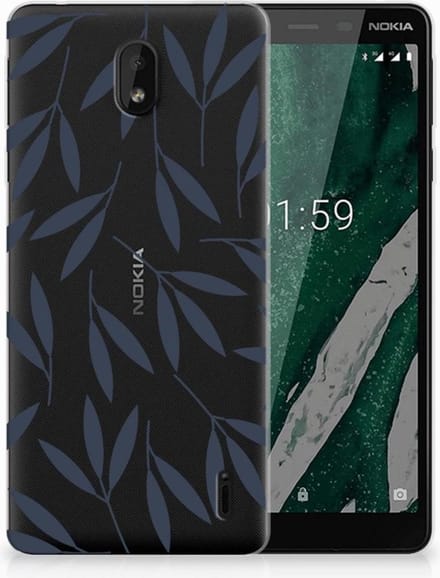 TPU Hoesje voor Nokia 1 Plus TPU Case Leaves Blue
